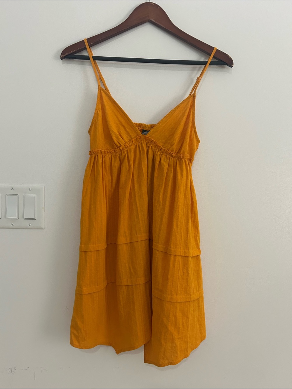 Wild Fable XS Mustard Babydoll Mini Dress Boho Fairycore NWT